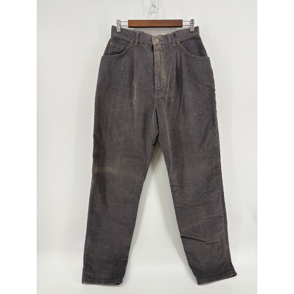 Lee Corduroy Pants Womens Charcoal Grey Pleated‎ Chino Straight Leg Vintage 16
